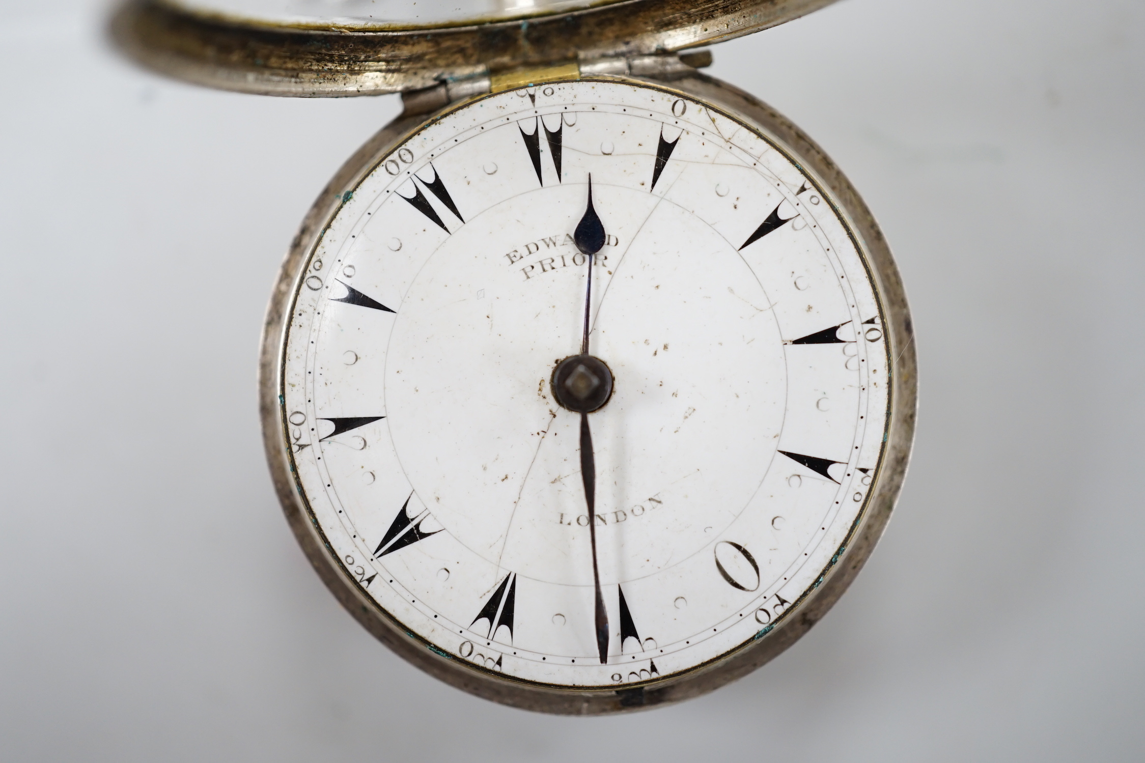 A Victorian tortoiseshell mounted triple case keywind verge pocket watch, by Edward Prior of London, for the Turkish market, case diameter 54mm.